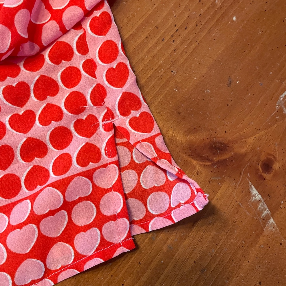 LOFT Red and Pink Heart Blouse - Picture 4 of 6